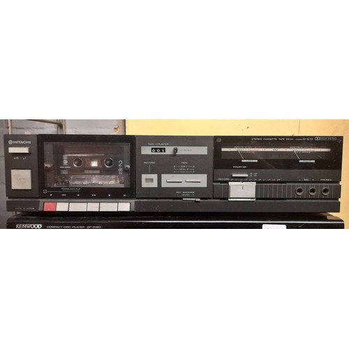 218 - KENWOOD COMPACT DISC PLAYER, AUDIO VIDEO RECIEVER AND HITACHI STEREO TAPE DECK