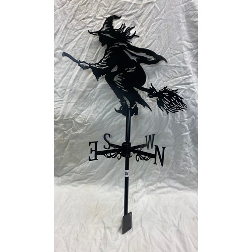 253 - BLACKENED WITCH ON BROOMSTICK WEATHER VANE