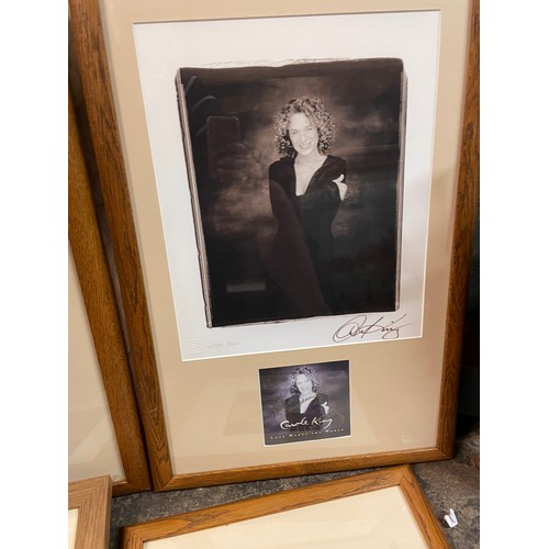 549 - PHOTO PRINT OF CAROLE KING WITH SIGNIATURE AND ONE OTHER 'A HOLIDAY CAROLE' AND TWO OTHERS WITH CERT... 