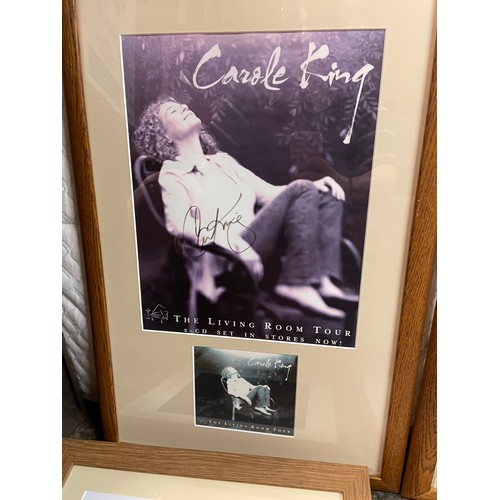 549 - PHOTO PRINT OF CAROLE KING WITH SIGNIATURE AND ONE OTHER 'A HOLIDAY CAROLE' AND TWO OTHERS WITH CERT... 