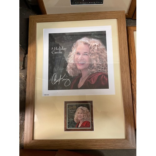 549 - PHOTO PRINT OF CAROLE KING WITH SIGNIATURE AND ONE OTHER 'A HOLIDAY CAROLE' AND TWO OTHERS WITH CERT... 