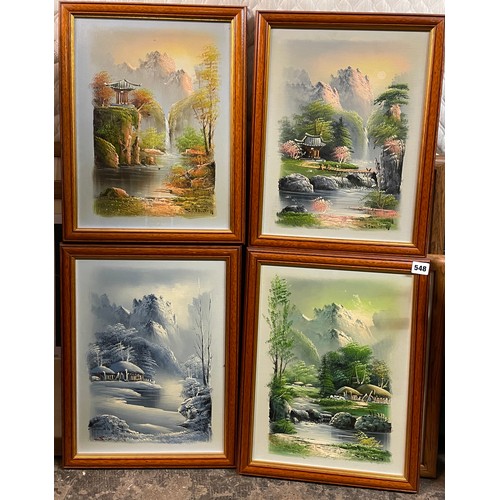 548 - SET OF FOUR 20TH CENTURY OILS ON CANVAS FOUR SEASONS