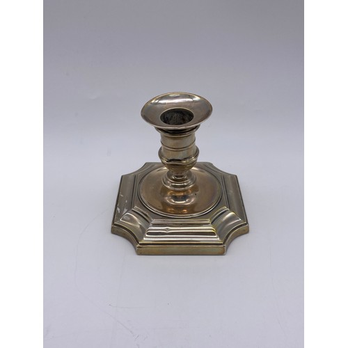 452 - SCOTTISH SILVER DWARF CANDLE STICK ON STEPPED BASE