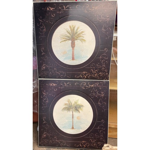 584 - PAIR OF CANVAS PRINTS OF PALM TREES