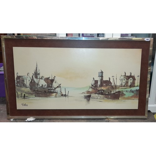 585 - LARGE 1970S PRINT OF THE HARBOUR