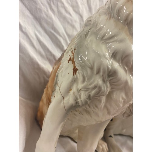 393 - THREE BESWICK RESIN DOG FIGURES - DALMATION, GOLDEN RETRIEVER, AND ST BERNARDS(AF)