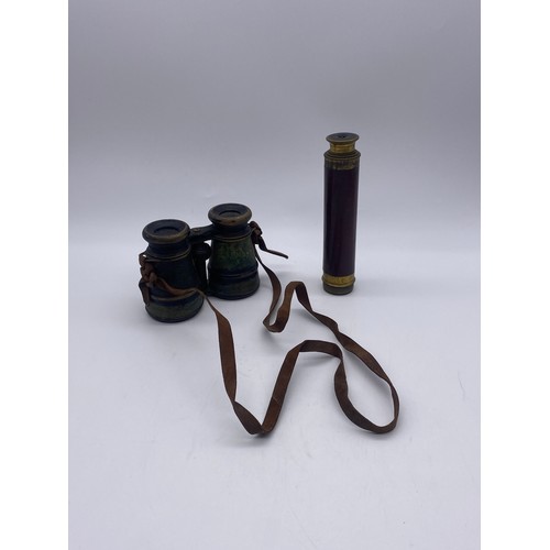 457 - PAIR OF FIELD GLASSES AND POCKET TELESCOPE