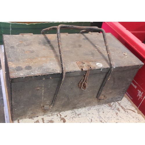 STRONG METAL TOOL BOX WITH GOOD MIXED HAND TOOLS INC SOCKETS, SPANNER ...