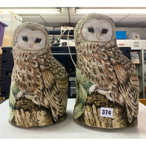 374 - PAIR OF OWL LOADED FABRIC DOOR STOPPERS
