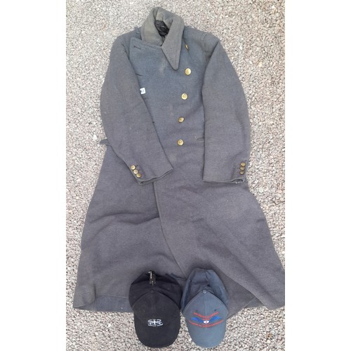 463 - ROYAL AIR FORCE BLUE WORSTED LONG COAT WITH TUNIC BUTTONS AS FOUND