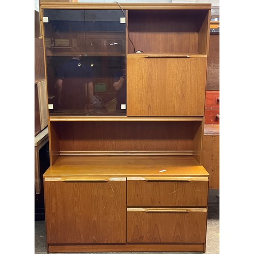 14 - 1970S TEAK SMOKE GLAZED LOUNGE UNIT