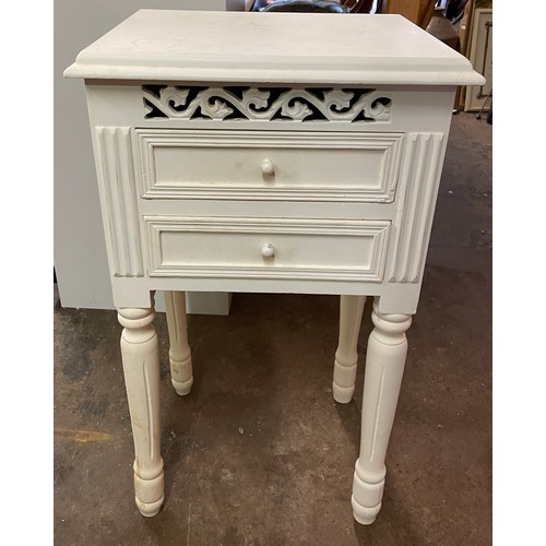 104 - WHITE PAINTED TWO DRAWER CHEST AND SMALL CASE