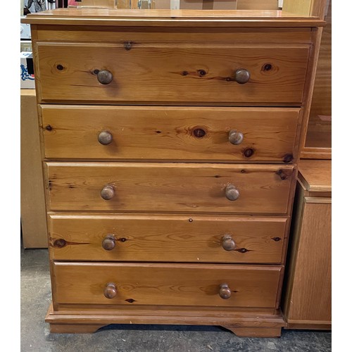 98 - PINE FIVE DRAWER CHEST