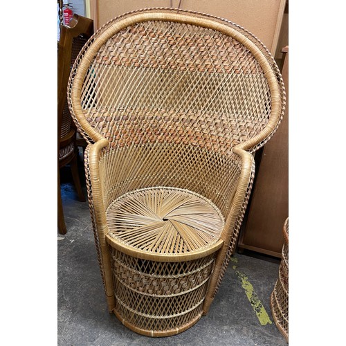 40 - CANEWORK AND RATTAN FANBACK BEDROOM CHAIR