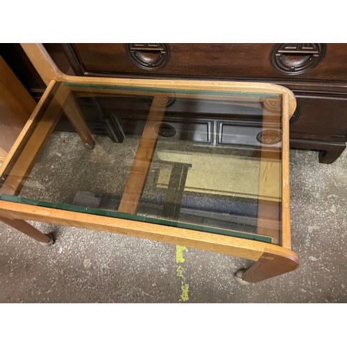 171 - TEAK GLASS TOP TROLLEY TABLE