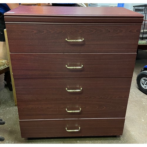 139 - DARK ROSEWOOD EFFECT FIVE DRAWER CHEST