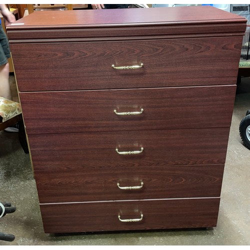 139 - DARK ROSEWOOD EFFECT FIVE DRAWER CHEST