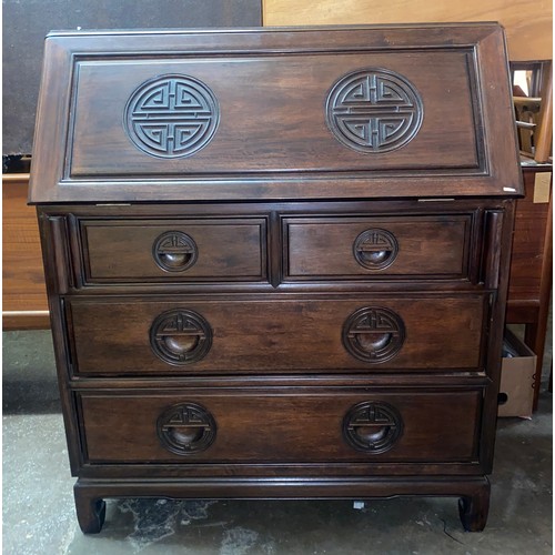 169 - CHINESE DESIGN DARK HARD WOOD BUREAU