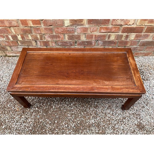 144 - CHINESE DESIGN ROSE HARD WOOD OBLONG COFFEE TABLE