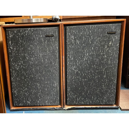 19 - PAIR OF TEAK CASED GOODMANS SPEAKERS