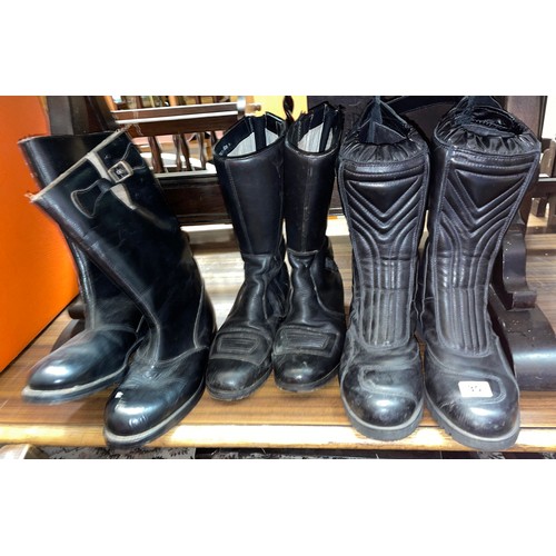 35 - THREE PAIRS OF MOTORCYCLE BOOTS, SIZE 10 EU44