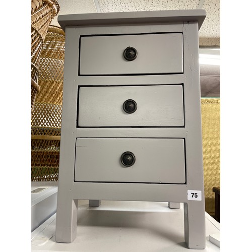 75 - GREY PAINTED THREE DRAWER CHEST