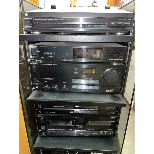 80 - TECHNICS STACKING HIFI SYSTEM IN CABINET WITH SPEAKERS