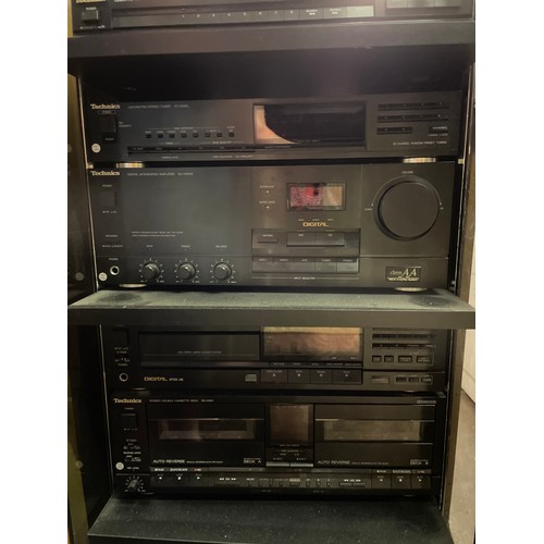 80 - TECHNICS STACKING HIFI SYSTEM IN CABINET WITH SPEAKERS