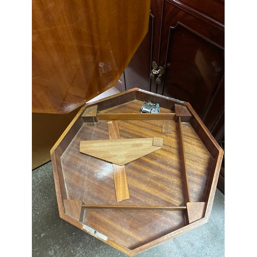 95 - OCTAGONAL MARQUETRY TOPPED NEEDLE WORK TABLE A/F