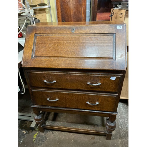 172 - OAK TWO DRAWER BUREAU