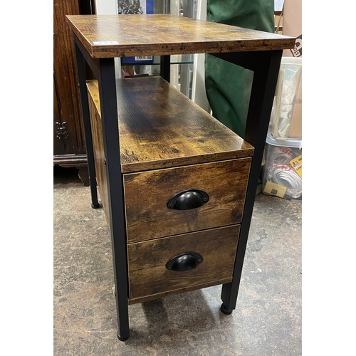 112 - STAINED PINE TWO DRAWER BEDSIDE CHEST