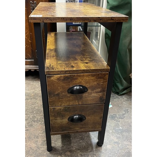 112 - STAINED PINE TWO DRAWER BEDSIDE CHEST