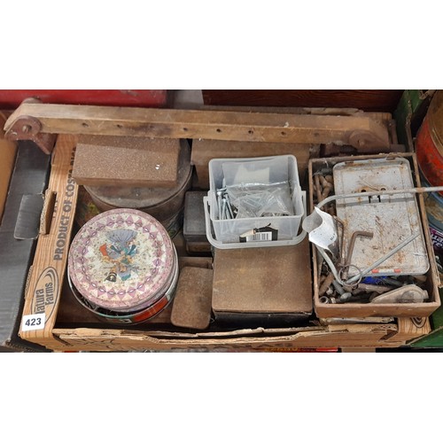 379 - TWO CARTONS - TINS OF MIXED IRON MONGERY