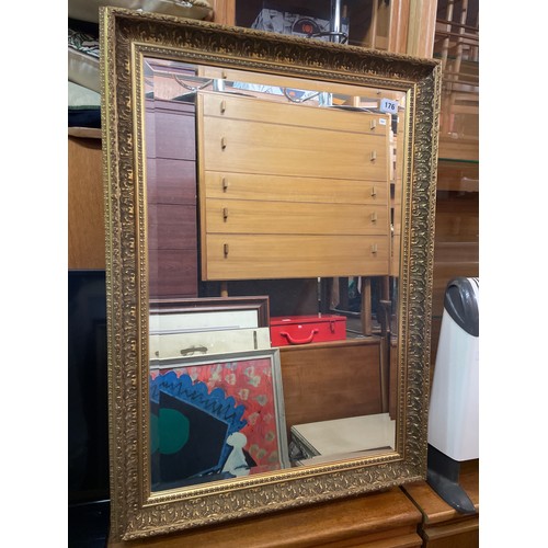 176 - GILT ACANTHUS FRAMED BEVELLED MIRROR