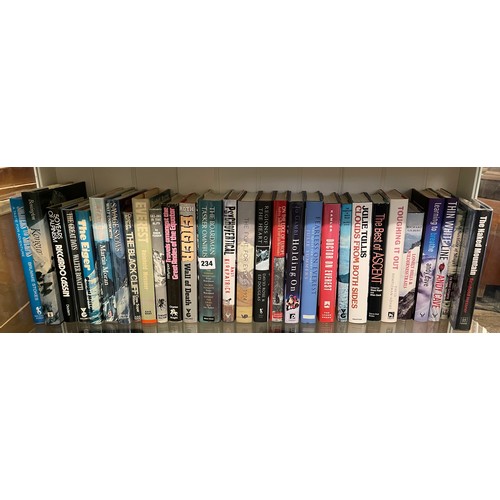 234 - SHELF OF HARD BACK BOOKS MOUNTAINEERING THE EIGER, EVEREST, BIOGRAPHIES AND EXPEDITION RECOLLECTIONS