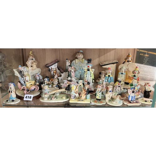 416 - SHELF OF ZAMPIVA AND SIMILAR STYLE ITALIAN CLOWN FIGURES