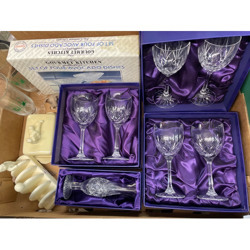 451 - BOX - EDINBURGH CRYSTAL GOBLETS, LURPACK TOAST RACK AND BUTTER DISH