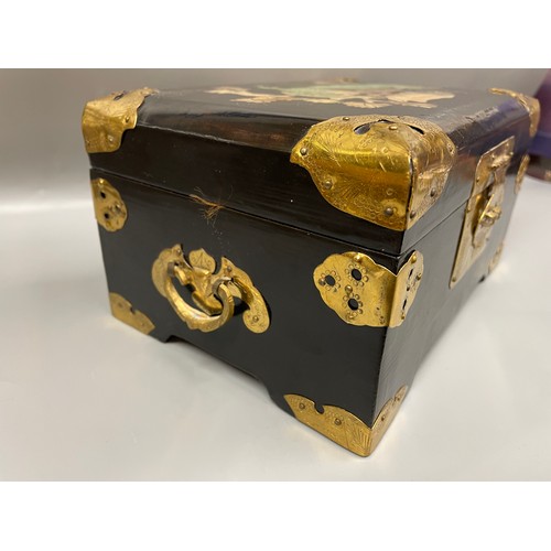 419 - CHINESE BRASS MOUNTED DECORATIVE JEWELLERY CASKET