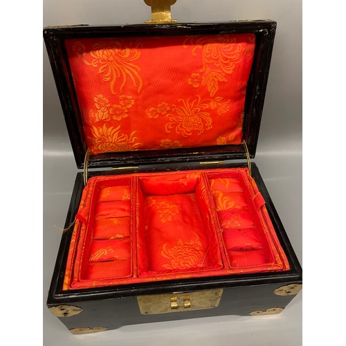 419 - CHINESE BRASS MOUNTED DECORATIVE JEWELLERY CASKET