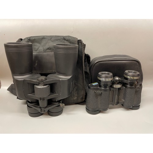 424 - PAIR OF HALINA 8X30 BINOCULARS AND 8-24X50 ZOOM BINOCULARS