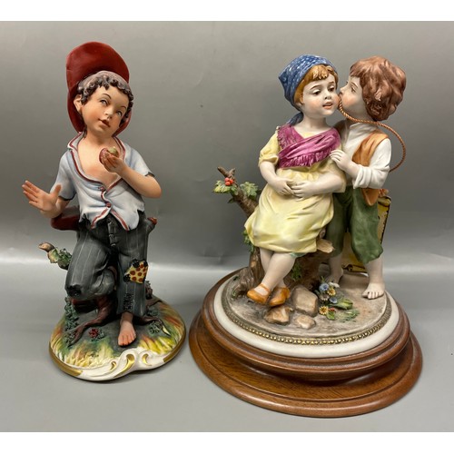 407 - CAPODIMONTE FIGURE GROUP OF CHILDREN AND TRIADE FIGURE GROUP