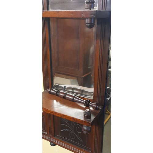 290 - EDWARDIAN CARVED WALNUT OVER MANTLE MIRROR