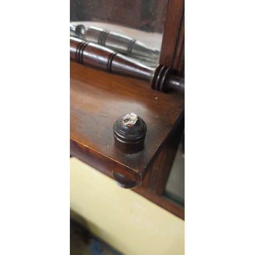 290 - EDWARDIAN CARVED WALNUT OVER MANTLE MIRROR