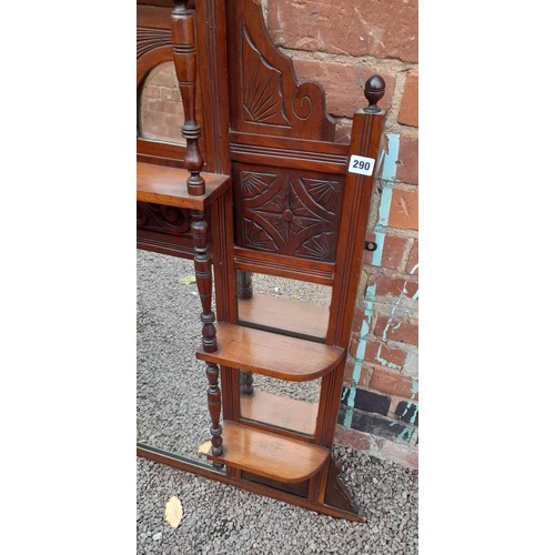 290 - EDWARDIAN CARVED WALNUT OVER MANTLE MIRROR