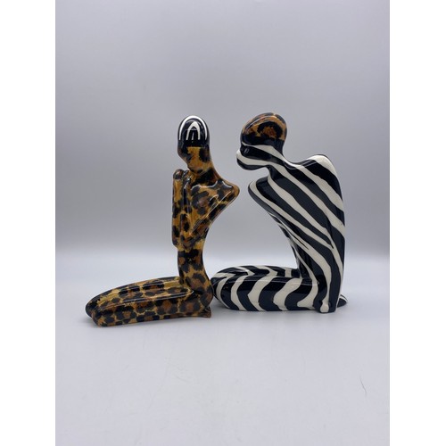 463 - PAIR OF LEM ARTS AUSTRALIAN POTTERY FIGURE GROUPS ENTITLED “AFRICANA”