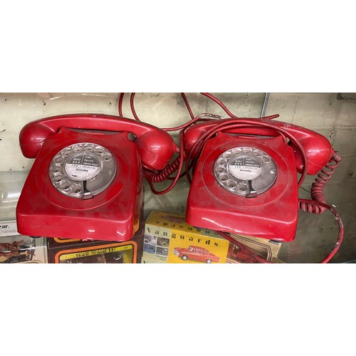 372 - TWO CHILLI PEPPER RED RING DIAL TELEPHONES