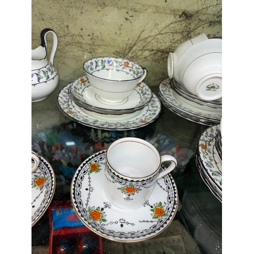 369 - MELBA BONE CHINA COFFEE SET AND TUSCAN CHINA TEACUPS