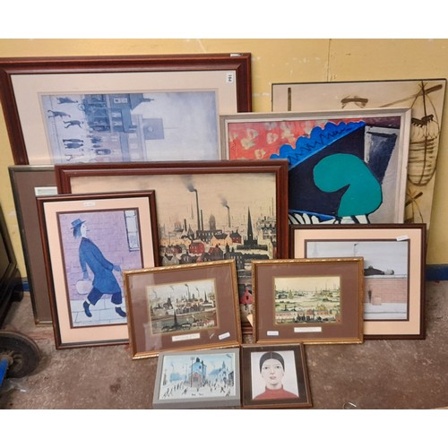 164 - GOOD SELECTION OF LITHOGRAPHIC LS LOWRY PRINTS