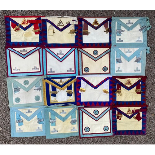 305 - THREE CARTONS OF VARIOUS MASONIC LODGE AND SOCIETY CEREMONIAL APRONS