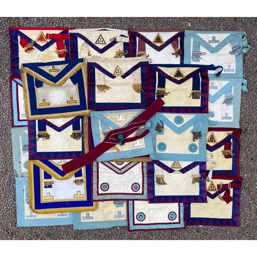 305 - THREE CARTONS OF VARIOUS MASONIC LODGE AND SOCIETY CEREMONIAL APRONS